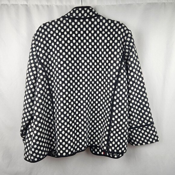 Chico's Womens Soft Fleece Black White Polka Dot Coat Jacket Top Size 3 - Picture 2 of 6